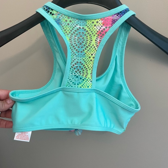 Wonder Nation Girls Bikini Bathing Suit Two Piece Sz Large 10-12 Green Colorful - Picture 4 of 11